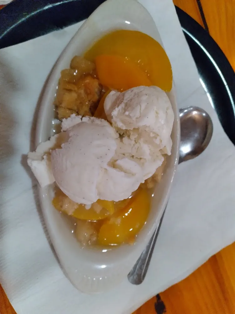 Peach Cobbler with Vanilla Bean Ice-Cream